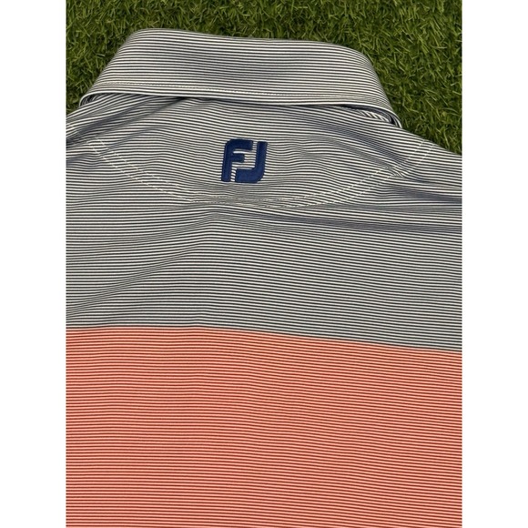 Footjoy Polo Shirt Mens XL Red Blue Striped Golf Stretch Casual Preppy FJ - Picture 6 of 13